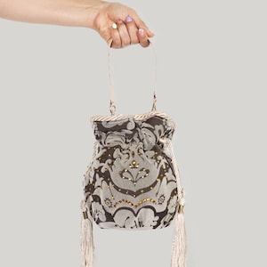 Gray Bucket Bag, Crossbody Bag, Handbag, Leather Purse, Shoulder Bag, Genuine Leather.