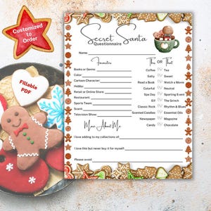 Fragebogen zum Thema Weihnachtsmann, auf Bestellung angepasst, Weihnachtsgeschenkbörse, Wunschliste, druckbares ausfüllbares PDF