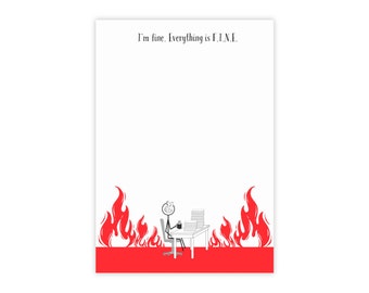 Funny Sticky Notes, Office Gifts, Co-worker Gifts, Gifts for Boss, 4x6 Funny Note Pad, Everything is Fine