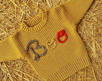 KLAAR VOOR VERZENDING boo handgeborduurde trui | Halloween-breisel | herfstkleding voor peuters, baby's en kinderen | handgeborduurd Thanksgiving-breiwerk