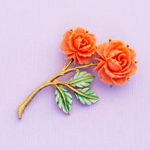 Vintage Twin Romantic Roses Valentines Brooch - AB7