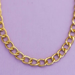 Vintage Gold Tone Curb Style Fashionable Chain Necklace 48 inch - AB17
