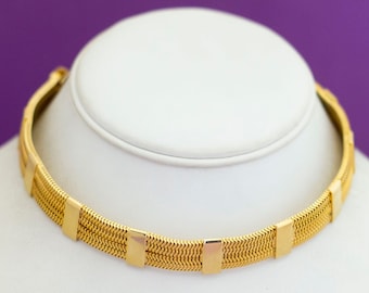 Gargantilla elegante con cadenas onduladas intrincadas en tono dorado vintage de 14 pulgadas - AB18