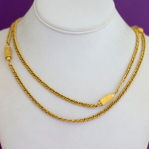 Vintage Gold Tone Curb Style Chains Majestic Victorian Necklace 52 inch - AB16