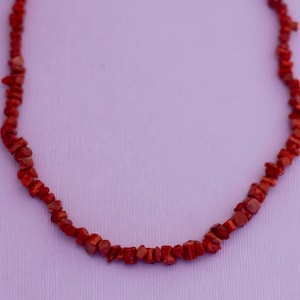 Vintage Gold Tone Red Lovely Stones Beaded Necklace 19 inch - AB16