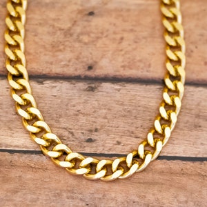 16 inch, Vintage Gold Tone Curb Chain Links Elegant Choker Necklace - AB27