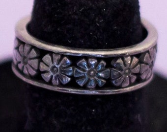 Bague Argent Fleur - Taille 58 - Argent Sterling - Occasion Bon État - Sans Marque