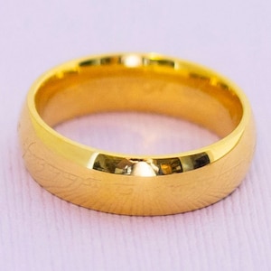 Vintage Elven Text Gold Band Ring Size 11 - AB9