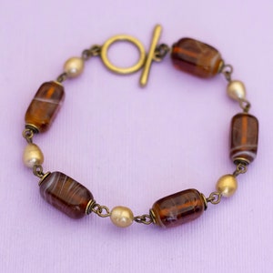 Vintage Fashionable Beads Faux Pearls Beaded Bracelet 7 1/2 inch - AB19