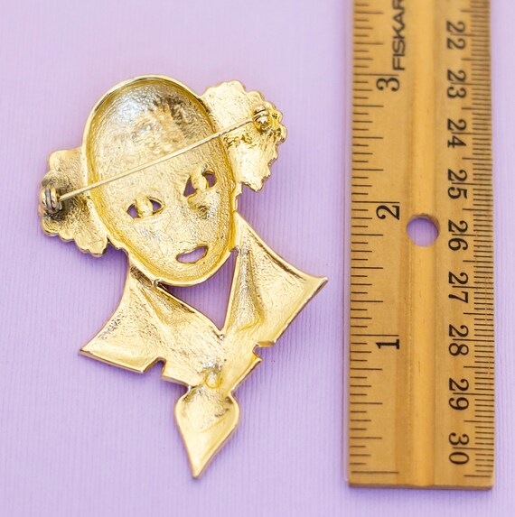 Vintage Circus Clown Gold Tone Brooch - AB1 - image 2
