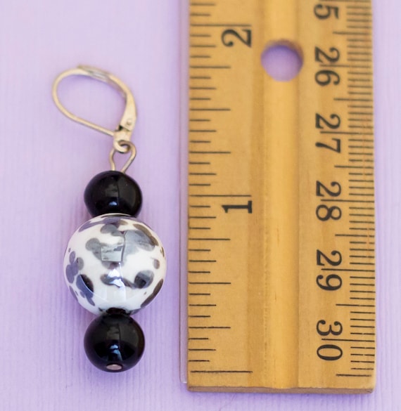 Vintage Black & White Sphere Beads Elegant Dangle… - image 2