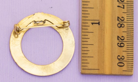 Vintage Geometric Ring Diamond Pattern Brooch - A… - image 2