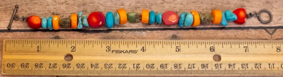 7 1/2 inch, Vintage Multicolor Stone Beads Bohemi… - image 3