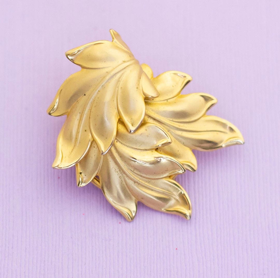 Ancienne Broche Vintage Bouquet de Fleurs Métal, Strass et