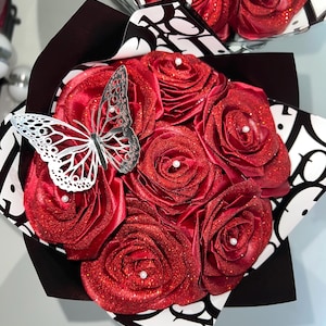7 Ribbon Rose Bouquet with Glitter