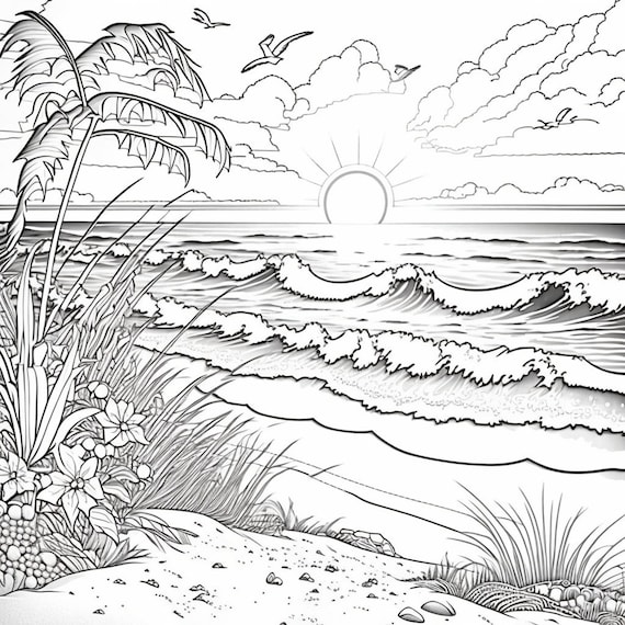 coloring pages of beaches