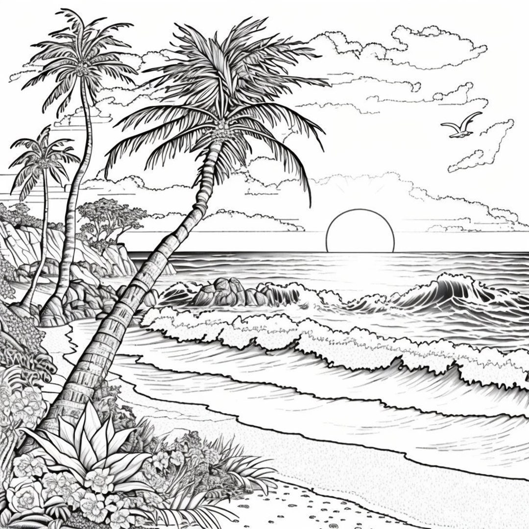 coloring pages of beaches