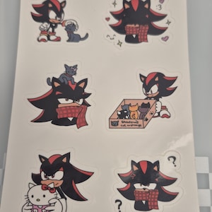 Foglio di adesivi con il simpatico gatto Shadow the Hedgehog