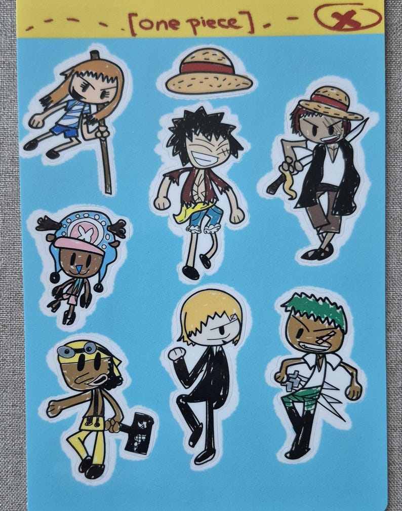One Piece Straw Hat Crew Doodle Sticker Sheet - Etsy