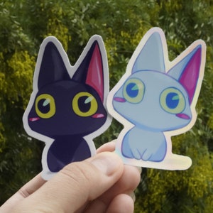 Cute Black Cat Kuro Neko Video Game Nostalgia Warioland 4 Glossy Matte Holo Vinyl Sticker