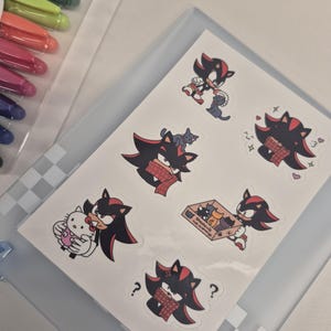 Folha de adesivos de gato fofo Shadow the Hedgehog