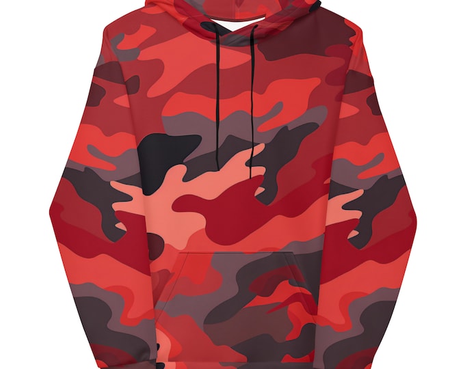 Funky Tiger® Camouflage Hoodie in Red For Game Day | Gaming | Party | Event | Tailgate | Everyday,Fall