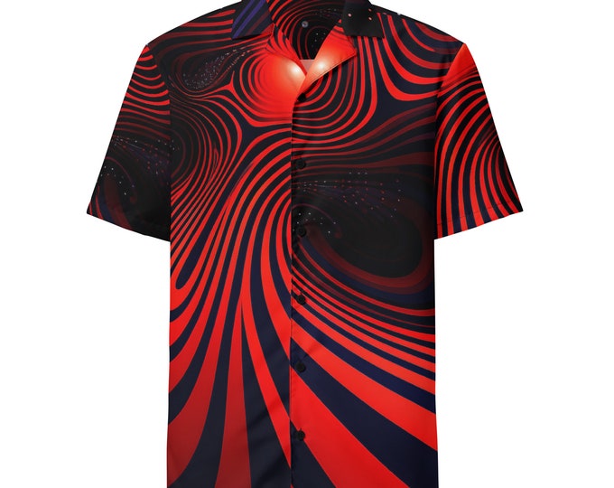 Funky Tiger® 2080's Red Psychedelic Button-Down Shirt
