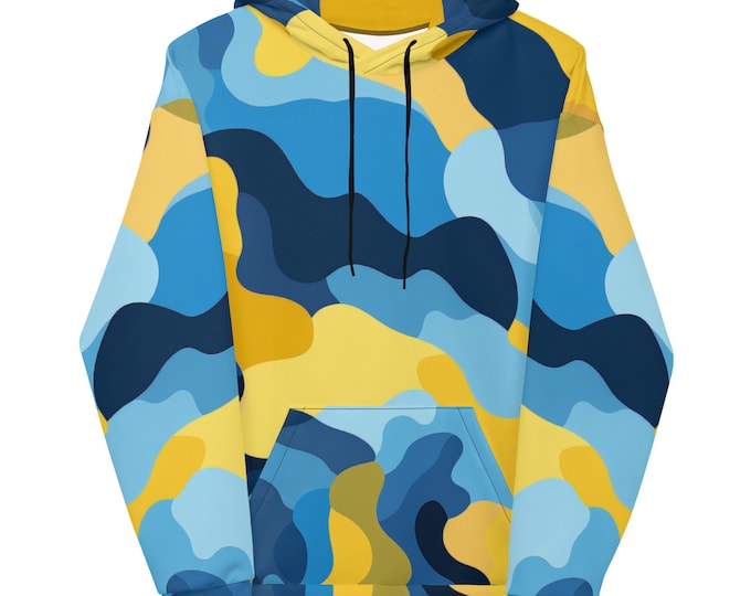 Funky Tiger® Camouflage Hoodie in Blue and Yellow for Game Day | Tailgate | Party | Event | Everyday,Fall