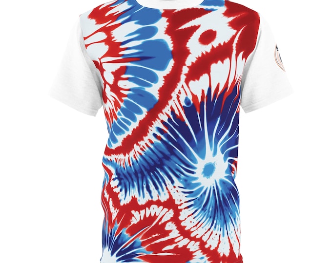 Funky Tiger® Tie Dye Style T-Shirt - Red, White, and Blue , 4th of July, USA Olympics
