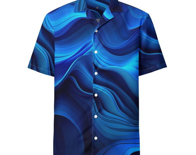 Funky Tiger® Oceanic Vortex Button Down Shirt for Men | Short Sleeve Shirt | Casual Button Down | Summer | Vacation | Beach