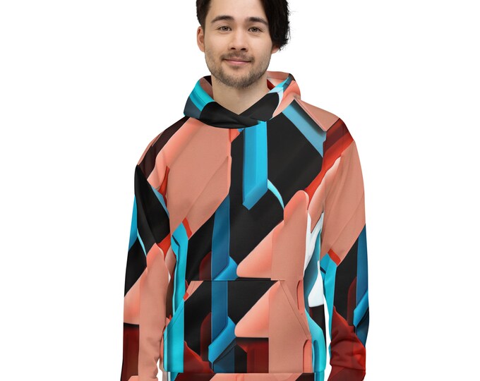 Funky Tiger® Mens Red Metal Premium Hoodie