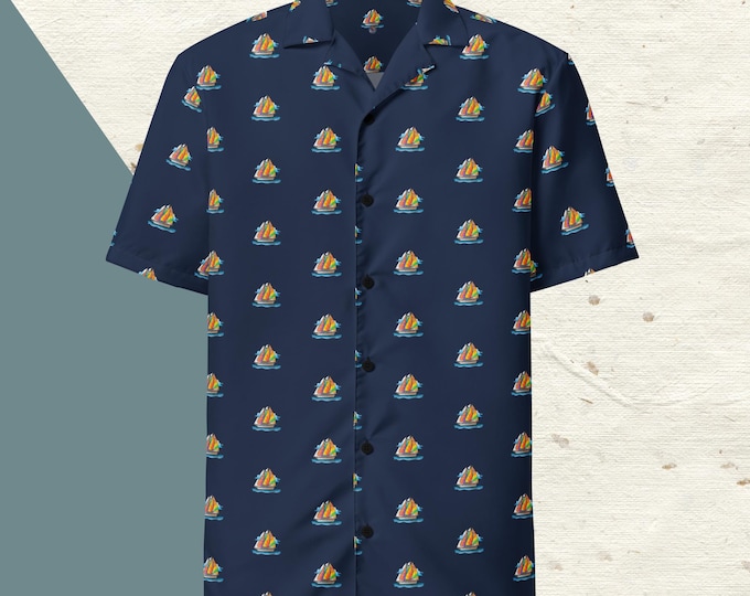 Funky Tiger® Going Nautical Hawaiian Shirt  - Navy Blue Shirt for Men | Casual Button Down | Summer | Vacation | Beach | Party | Getaway