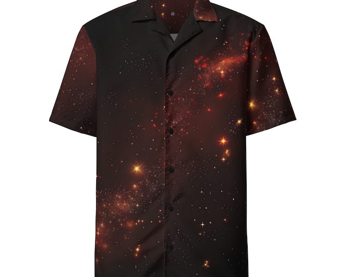Funky Tiger® Dragon's Quill Button Down Shirt, Short Sleeve, Cosmic, For Men, Casual, Vacation, Beach