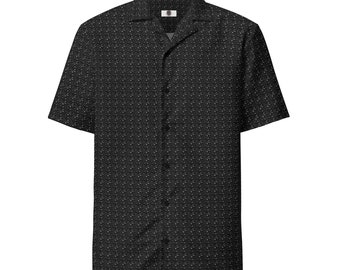 Funky Tiger® Diamond Jacquard Black Button Down Shirt for Men | Short Sleeve Shirt | Casual Button Down | Summer | Vacation | Beach