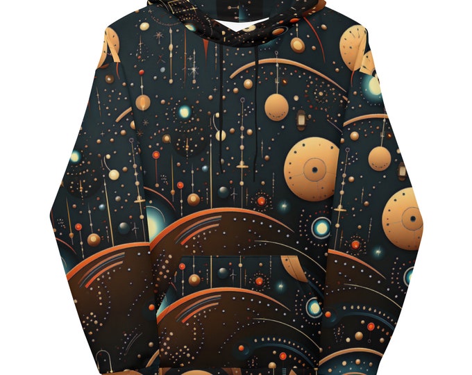 Funky Tiger® Men's Lunar Shadows Hoodie, Cool Sweater for Party, Beach, Concert, Gaming, Everyday Essentials with Unique Designs,Fall