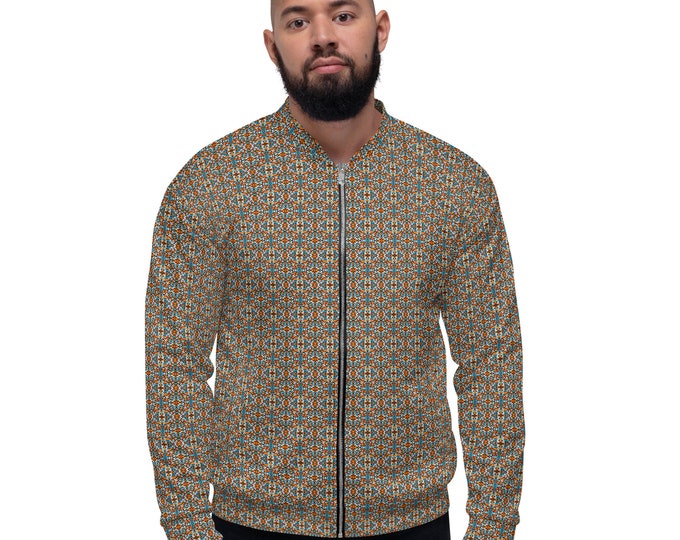 Funky Tiger® Mens Monogram Premium Bomber Jacket - Crimson