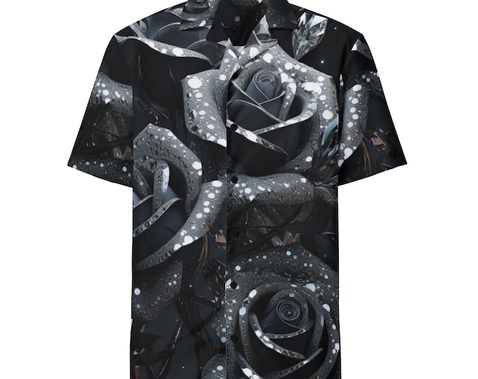 The Funky Tiger® Diamond Rose Button Down Shirt for Men | Short Sleeve Shirt | Casual Button Down | Summer | Vacation | Beach