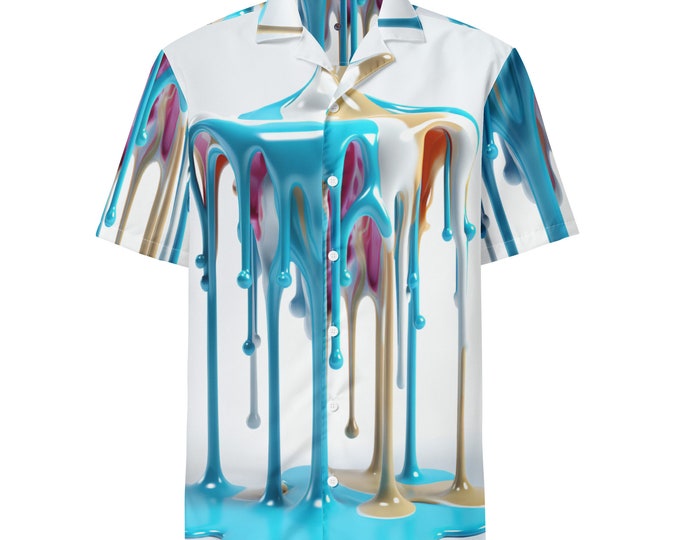 Funky Tiger® Color Cascade Button Down Shirt for Men | Short Sleeve Shirt | Casual Button Down | Summer | Vacation | Beach