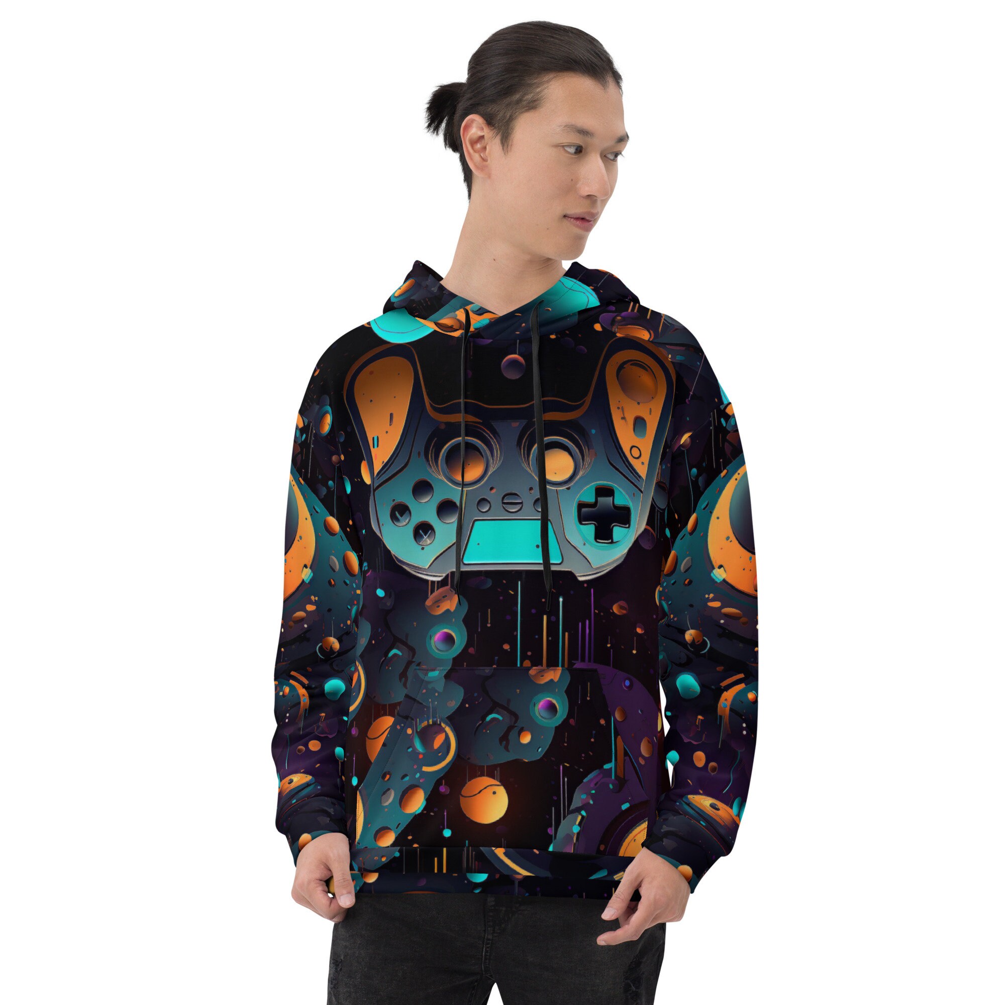 Funky Tiger™ Kinetic Black Hoodie, Cool Sweater for Gaming, Party