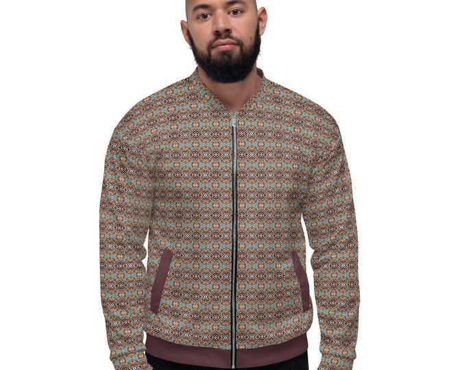 Funky Tiger® Mens Monogram Premium Bomber Jacket - Infrared