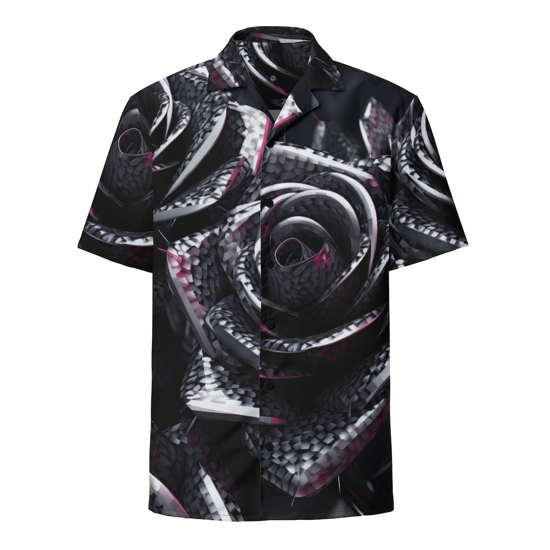 3d-dark-rose-button-down-shirt-men-s-short-sleeve-resort-wear-etsy