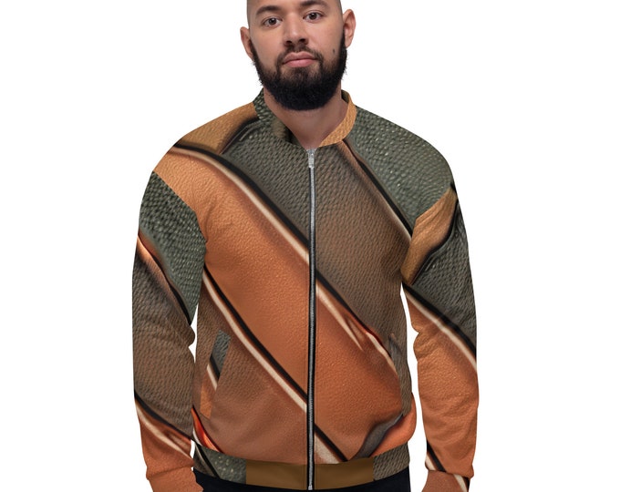 Funky Tiger® Mens Premium Bomber Jacket - Brown Leather Look