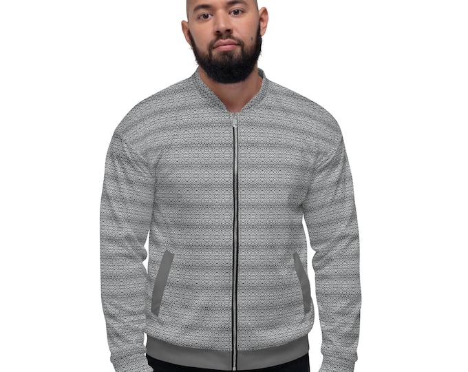 Funky Tiger® Mens Monogram Premium Bomber Jacket - Silver