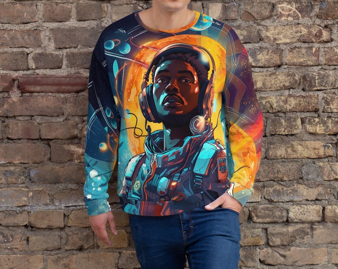 Funky Tiger® Futuristic City Beats Sweatshirt, Cool Sweater for Party, Beach, Concert, Everyday Essentials with Unique Designs,Fall