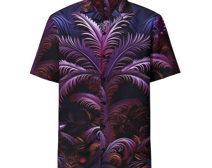 Funky Tiger® Palms of Metal Button Down Shirt for Men | Short Sleeve Shirt | Casual Button Down | Summer | Vacation | Beach