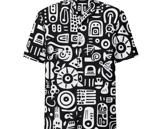 The Funky Tiger® Straight Outta Space Button Down Shirt for Men | Short Sleeve Shirt | Casual Button Down | Summer | Vacation | Beach