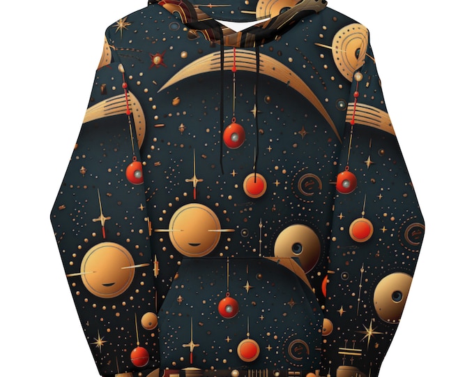 Funky Tiger® Men's Midnight Skyline Hoodie, Cool Sweater for Party, Beach, Concert, Gaming, Everyday Essentials with Unique Designs,Fall