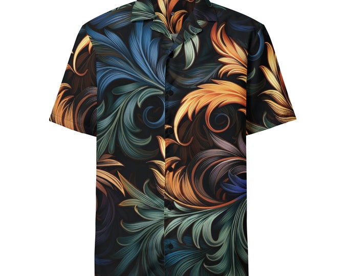 Funky Tiger® Paisley Palms Button Down Shirt for Men | Short Sleeve Shirt | Casual Button Down | Summer | Vacation | Beach