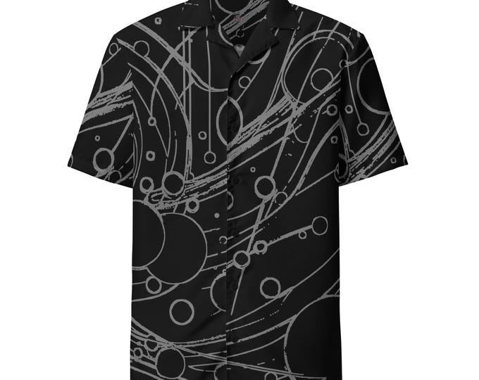 Funky Tiger® Sketches Monochrome Edition – Black/White Short Sleeve Casual Button Down Shirt for Men | Comfortable Fit | Unique Design