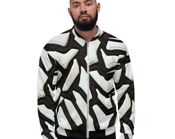 Funky Tiger® Men Premium Bomber Jacket - 3D White